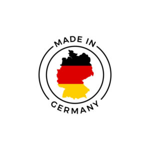 Made in Germany logo. Vector German flag in map quality label icon